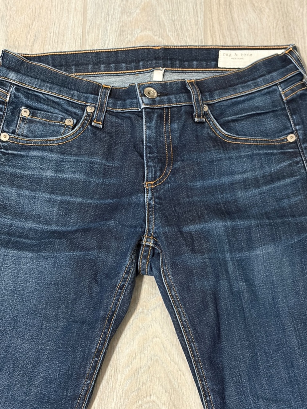 Women's Rag & Bone Dre Beverly Mid-Rise Dark Distressed Ankle Crop  Jeans - 25